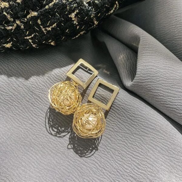 Golden Nest with Drop Pearl Earring - Image 3