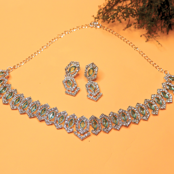 Necklace Set with Emerald Green Crystals and Matching Earrings